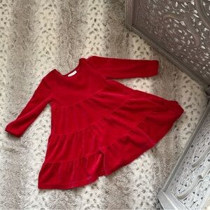 Hanna Andersson vibrant red velvet dress girls 12 months holiday party winter